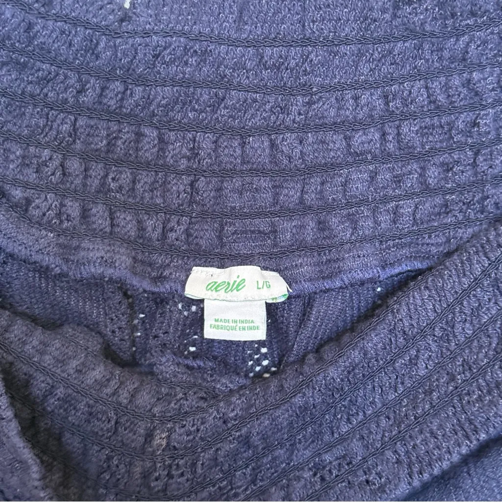 Aerie Lace Beach Shorts Navy Blue Smocked Waistband Sheer Beach Bottoms Coverup - Image 4