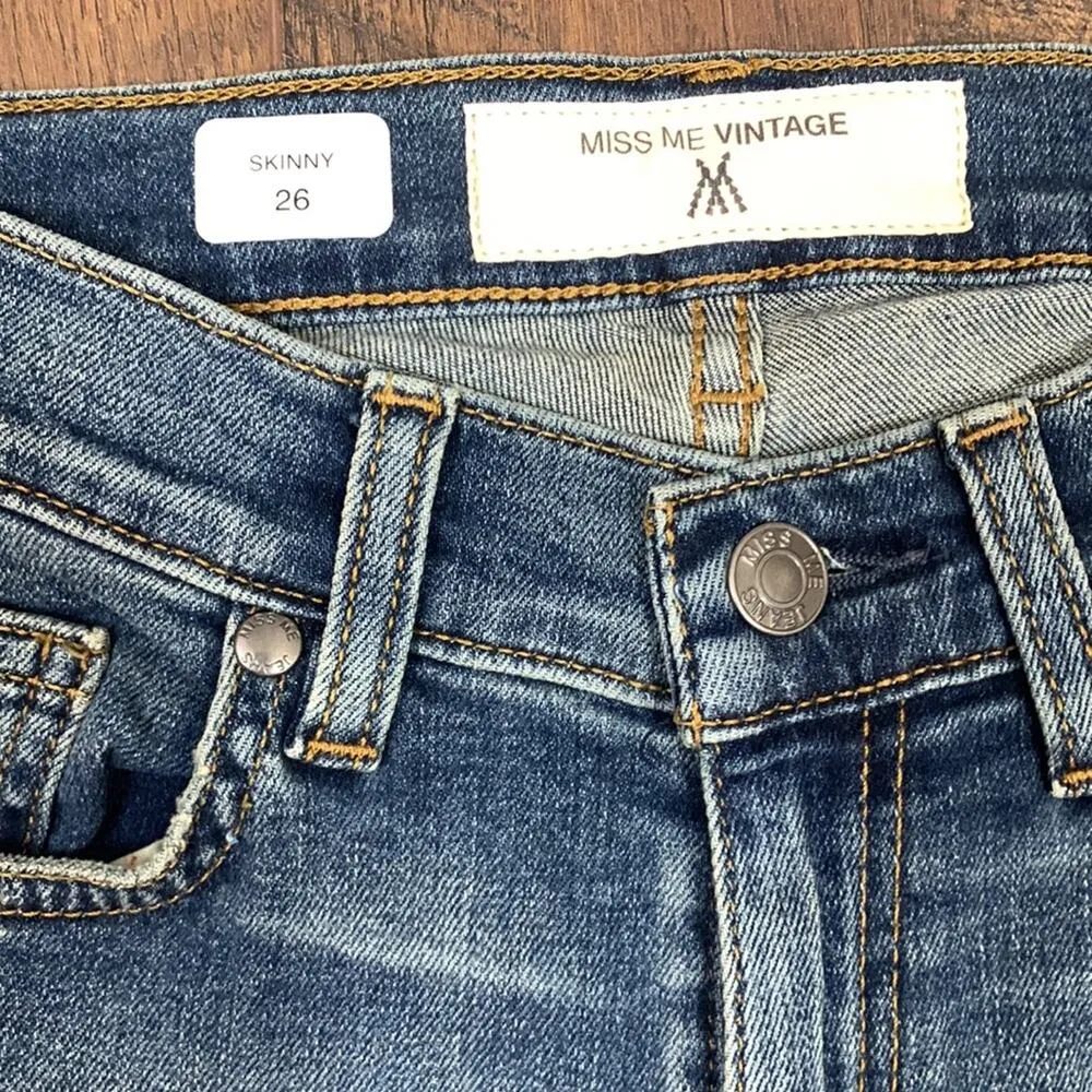 Miss Me Vintage Sophie Triangle Embroidered Stretch Skinny Distressed Jeans - Image 3