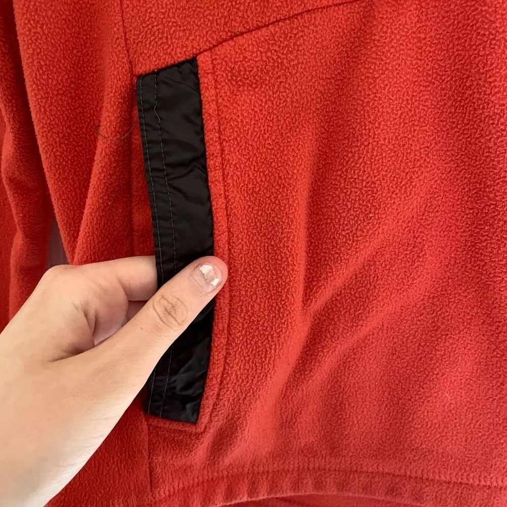 The North Face bright orange half zip fleece pullover pockets winter warm fall - Image 5