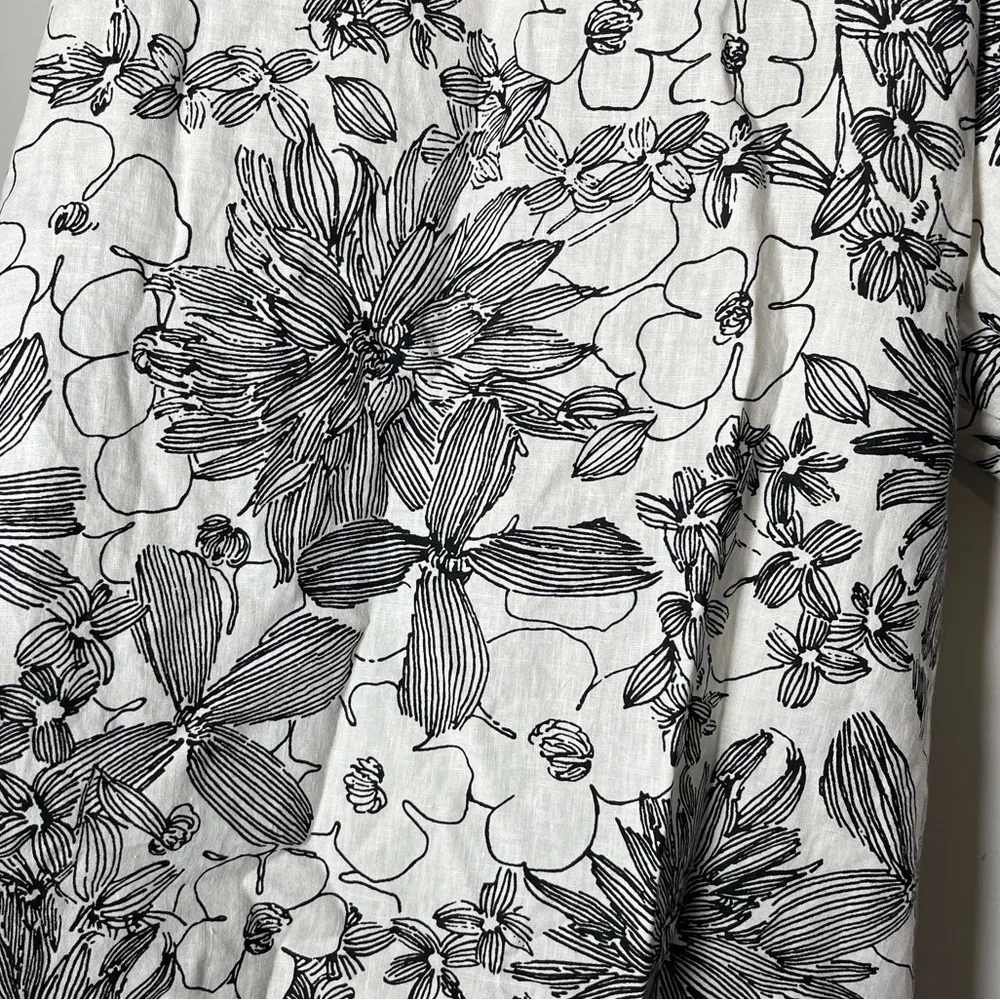 Anthropologie Bryn Walker Carina Floral Print 100% Linen Dress Puff Sleeve Sz M - Image 8