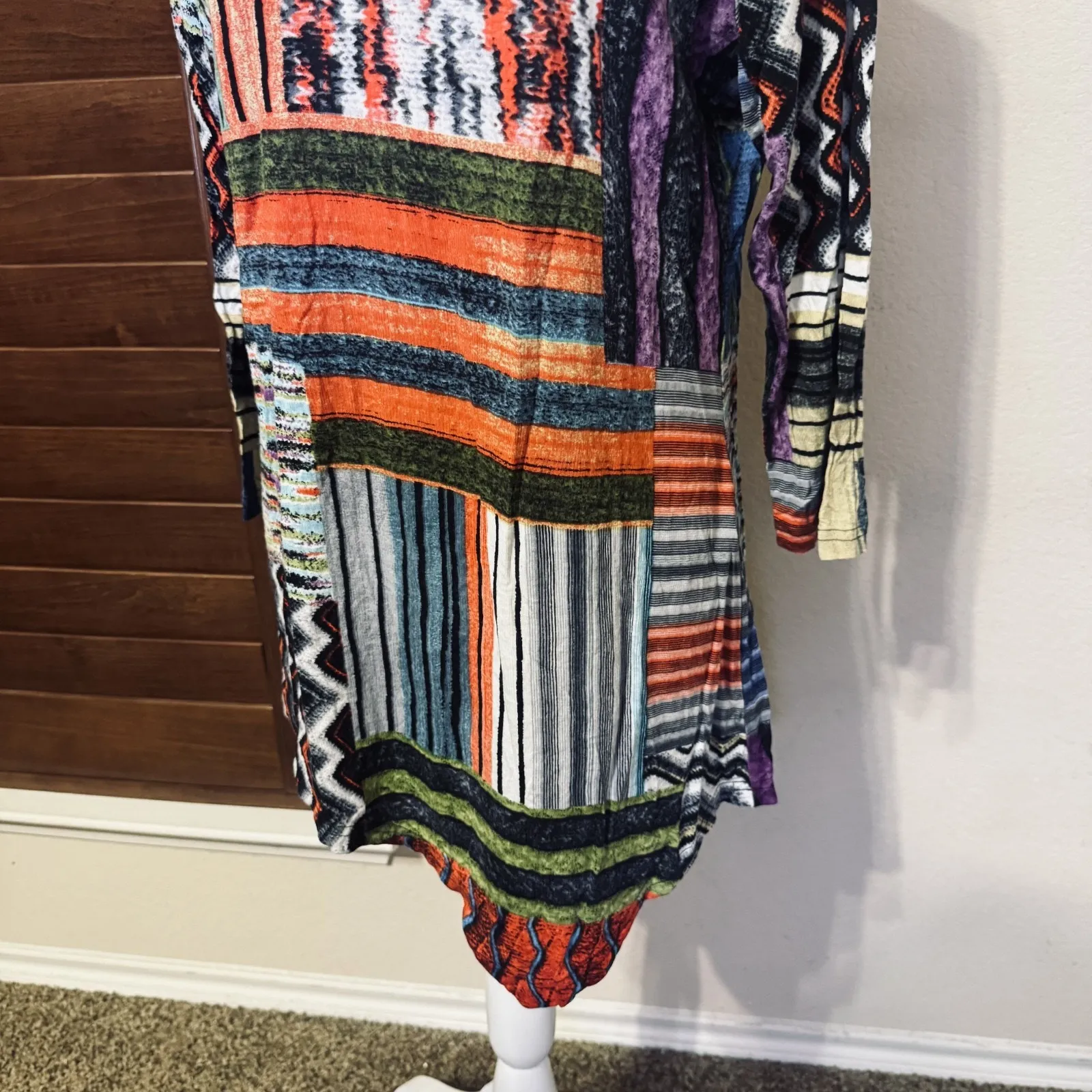 Parsley & Sage Tunic Top sz L Art to Wear Colorful Knit Assymetrical Hem Blouse Purple Size L - Image 3