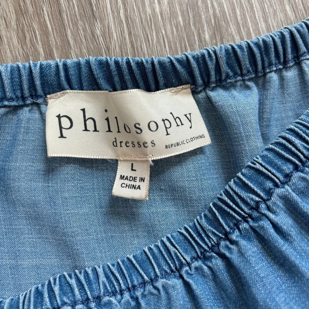 Philosophy‎ Dress Womens Large Blue Floral Embroidered Boho Western Festival - Image 7