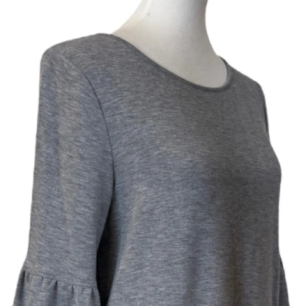 Adrianna Papell Top Ruffle 3/4 Sleeves Soft Knit Hi Low Hem Gray Women’s Size M - Image 6