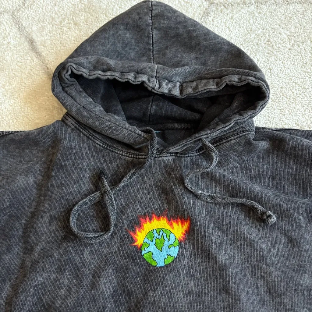 Buddha Buds “The Burning Planet” Limited Edition Hoodie Rare Streetwear Unisex Gray Size XL - Image 7