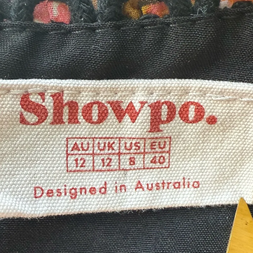 Showpo Liadi Playsuit Jumpsuit wome longsleeve plunge playsuit Black Floral Sz 8 Brown - Image 11