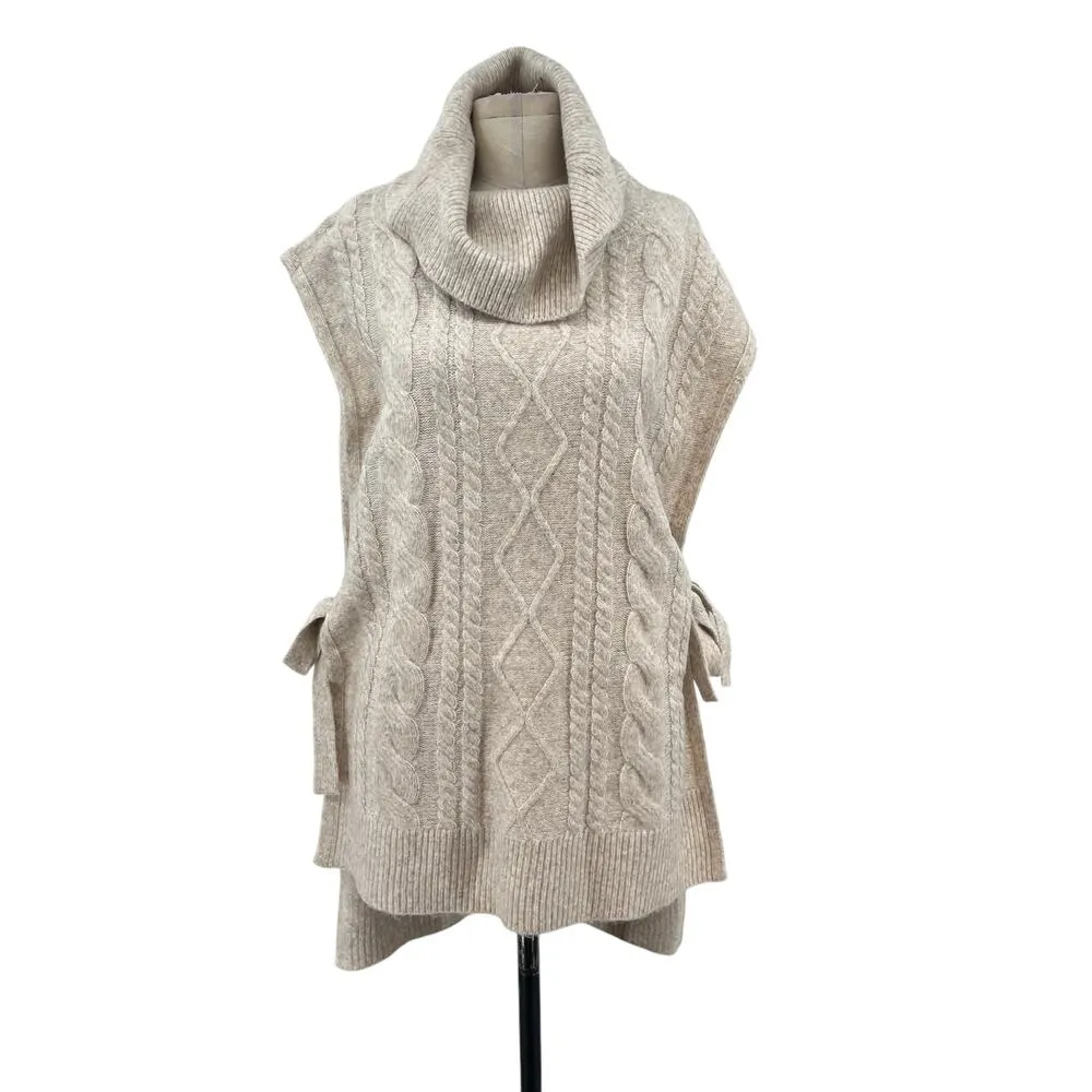 Soft Surroundings Aviemore Sweater Knit Poncho in Heather Oatmeal Size L/XL - Image 3