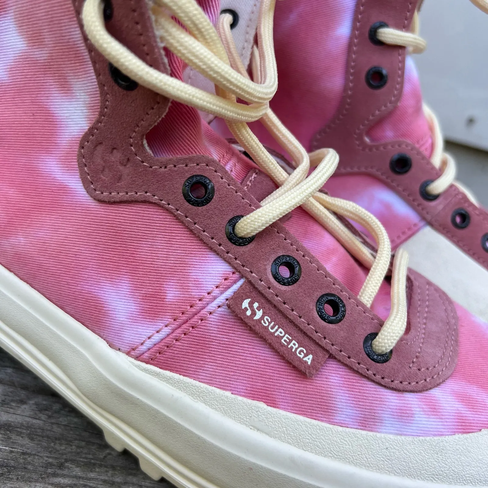 Superga Womens 2361 Tiedye Cotu Paura Red Coral / White ombat Boots W9 1/2/M8 - Image 3