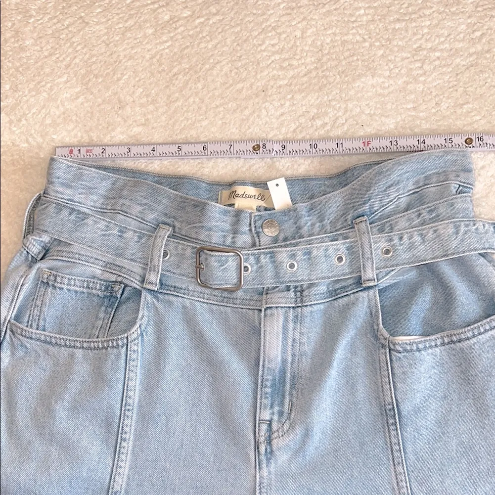 Madewell Belted Wide-Leg Baggy Jeans Light Wash‎ Size 31 NWT - Image 3