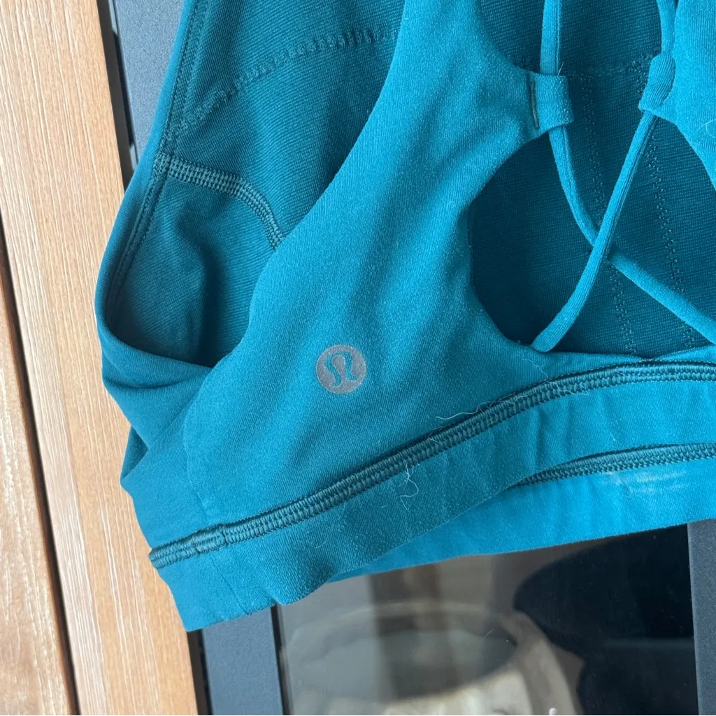 Lululemon Tied To It Bra Royal Emerald teal laceup high neckline luxtreme sports - Image 8