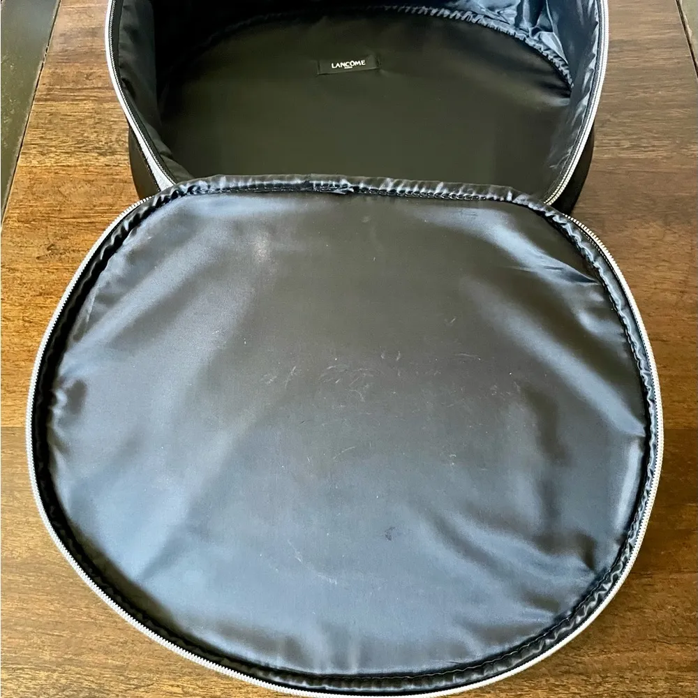 Paris Black Faux  Leather Round Travel Cosmetic Bag Train Case - Image 12