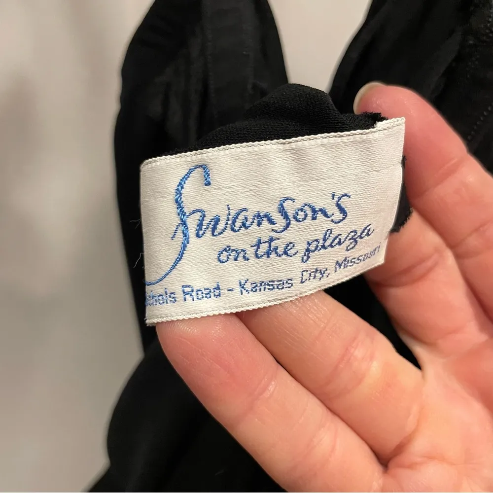 Stunning vintage 70’s rayon slinky skinny strap elastic waist wide leg jumpsuit Black Size XS - Image 3