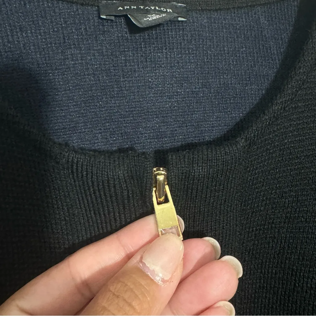 NWOT Ann Taylor Black Wool Blend Heavy-knit Oversized Sweater Jacket Medium - Image 6