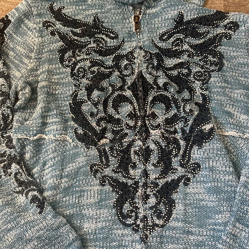 Vocal Y2K Blue Rhinestone Zip Up Size Small - Image 2