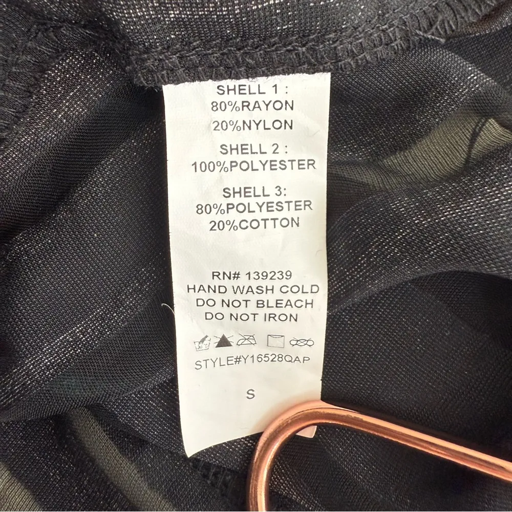 Do+Be Striped Burn Out Puff Sleeves Size Small Sheer Blouse Holiday Office Vixen - Image 4