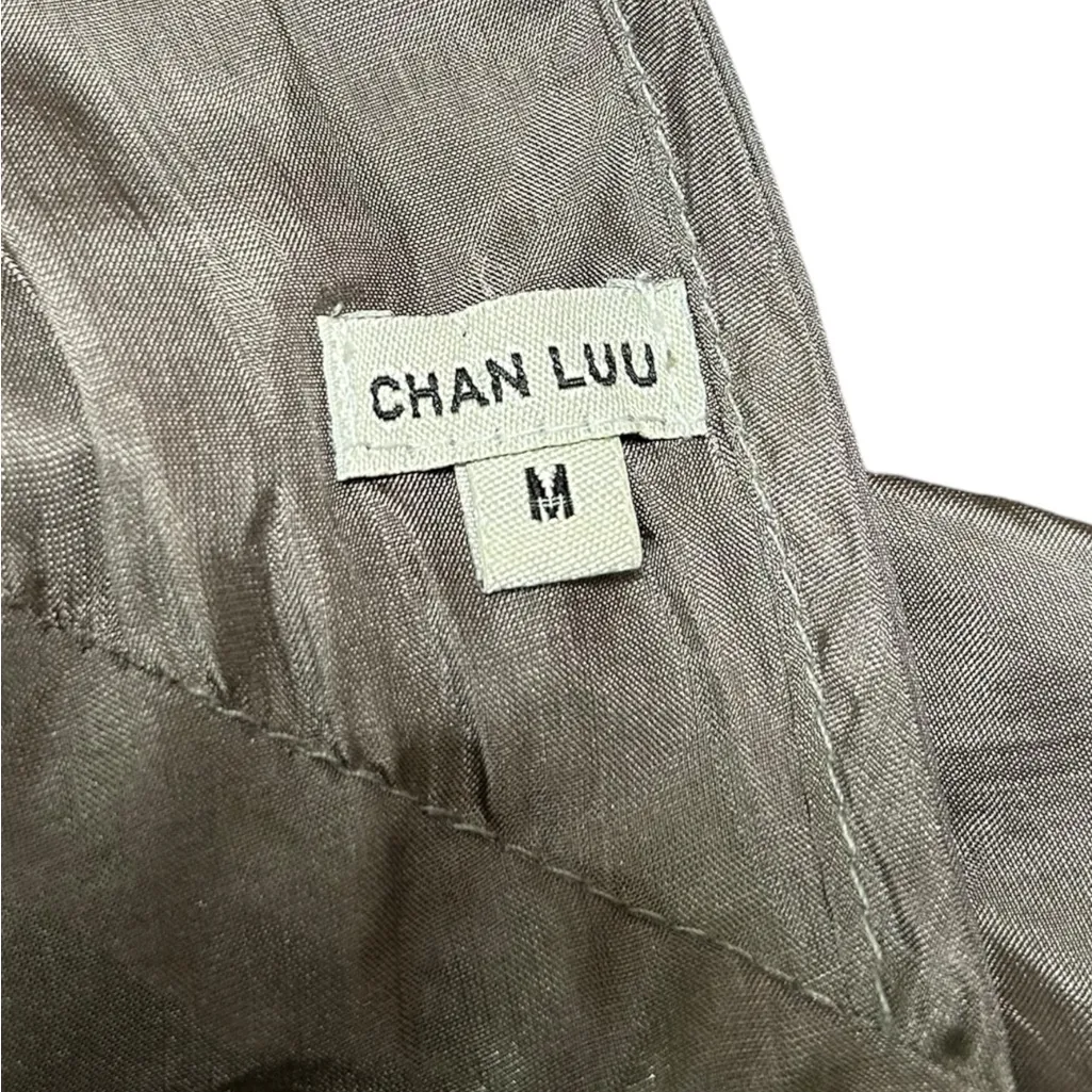 Chan Luu Women's Anthropologie 100% Silk Circle Gray Knee Length Dress Sz Medium - Image 5