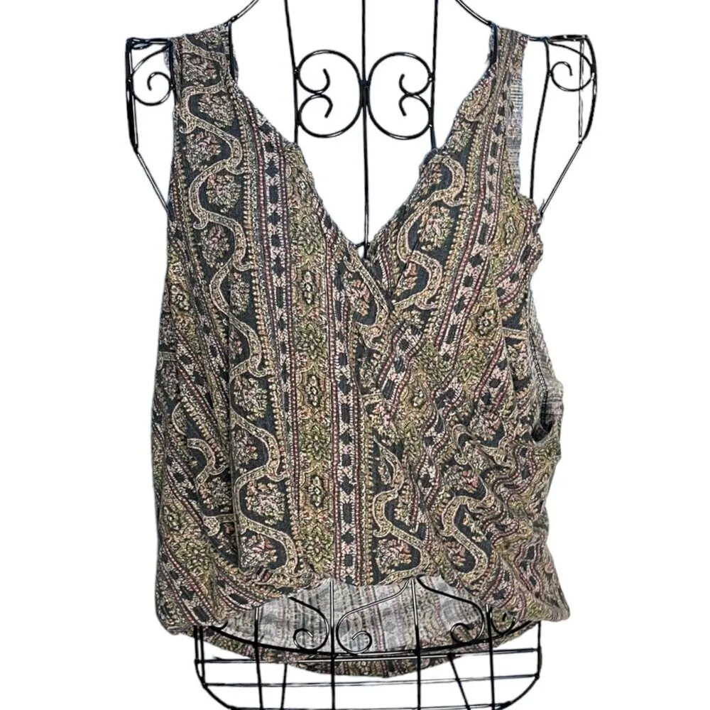 We The‎ Free Women's S Twisted Tank Top Dark Earthy Paisley Print Western Boho - Image 2