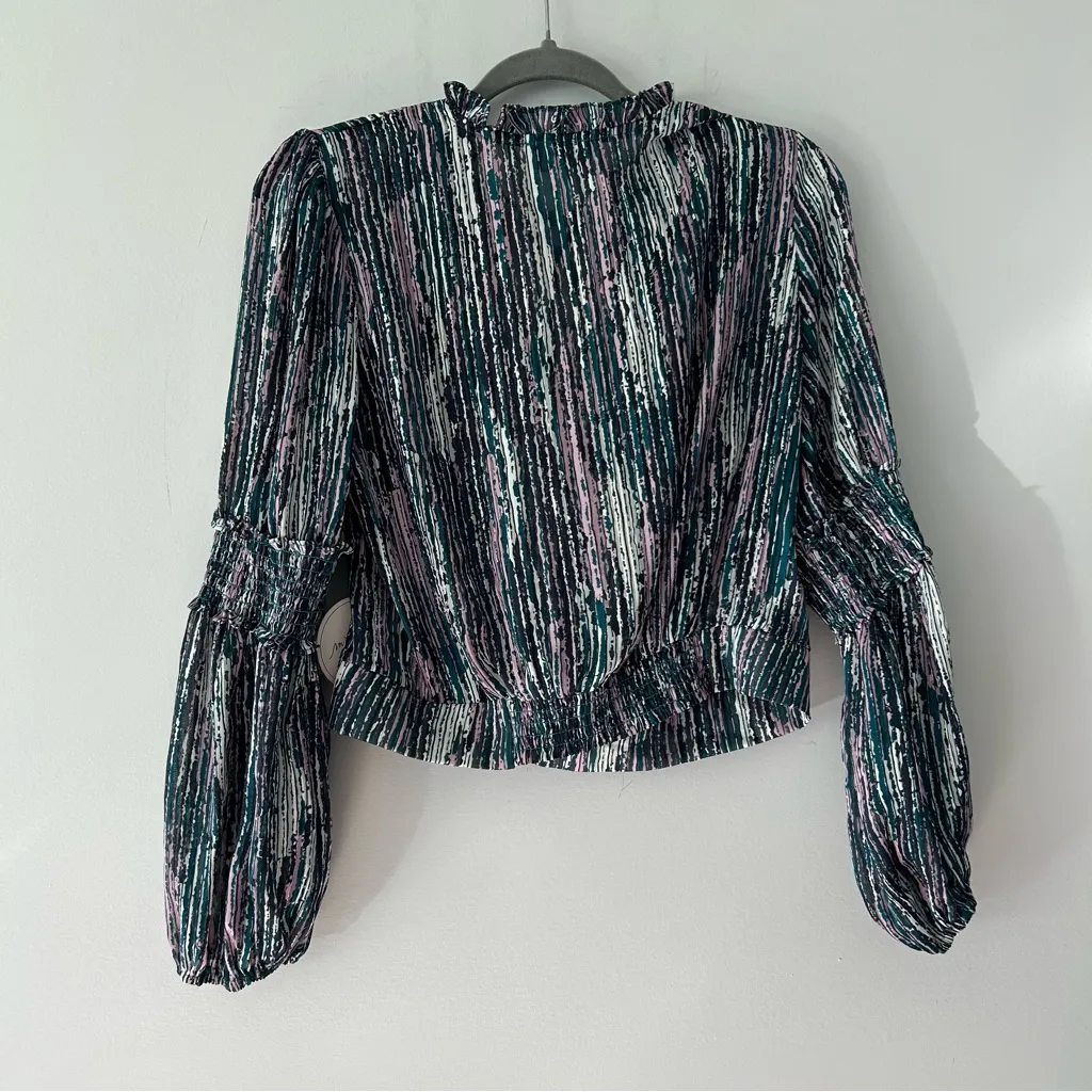 Milk & Honey|Striped Multicolor Women's Blouse sz Large Purple - Image 6