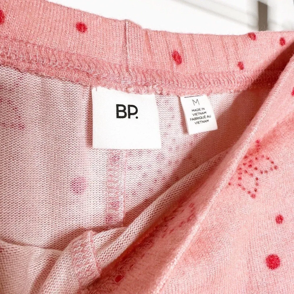 NWOT BP Print Brushed Knit Pajama Set Beauty Snowflake Dots Women's Pink Size M - Image 7