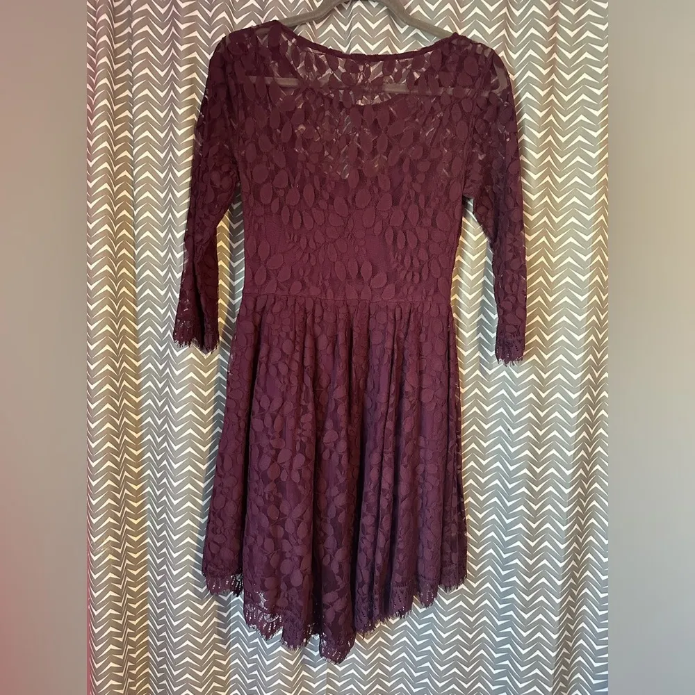 NWOT Free People Dress Women's Floral Mesh Lace Purple | Size 4 - Image 2