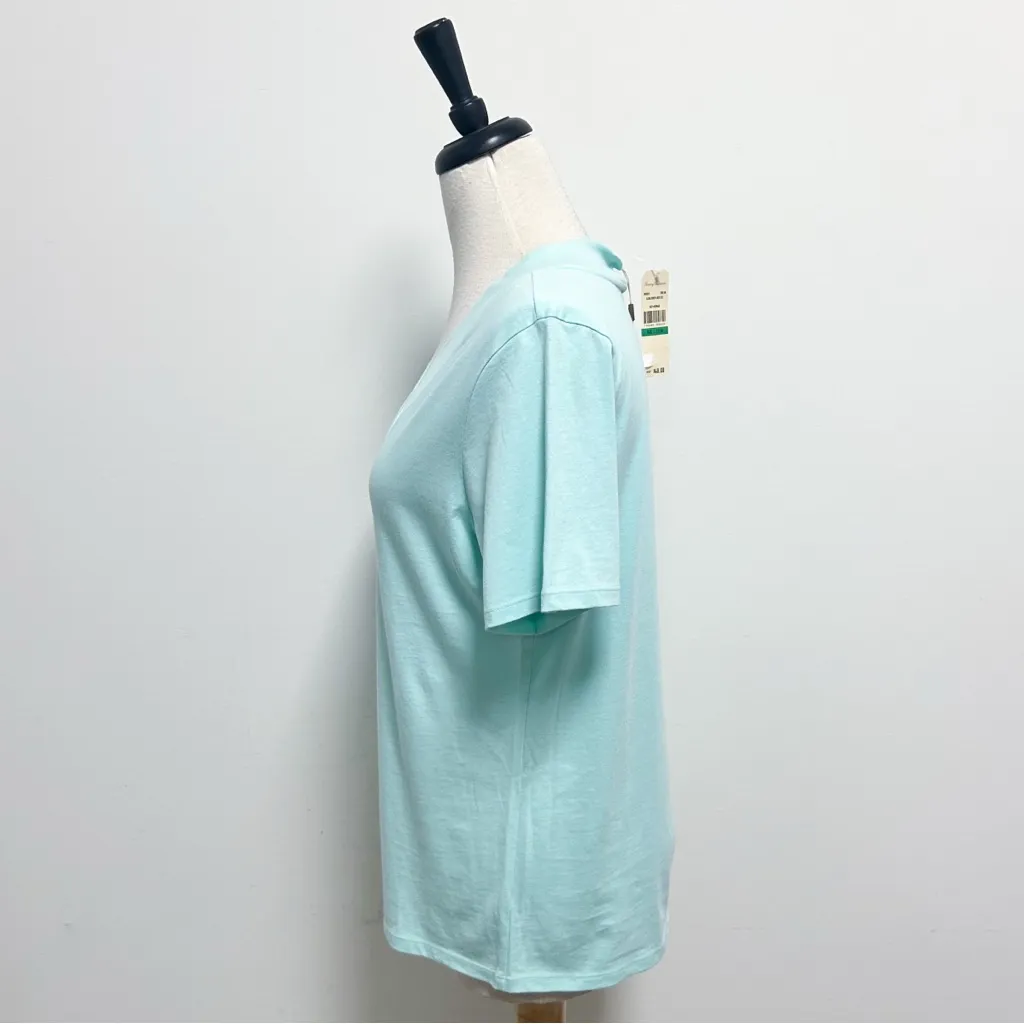 Tommy Bahama Mermaid Pale Green Aloha Spirit V Neck Cotton T Shirt Large New - Image 3
