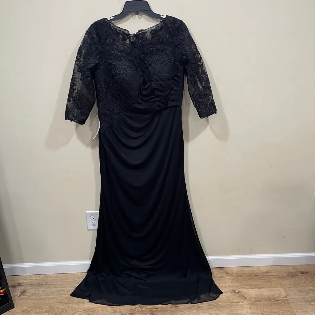 NWT Azazie Fatemah Stretch Black Mermaid Scoop Lace Lace Dress size 14 - Image 4