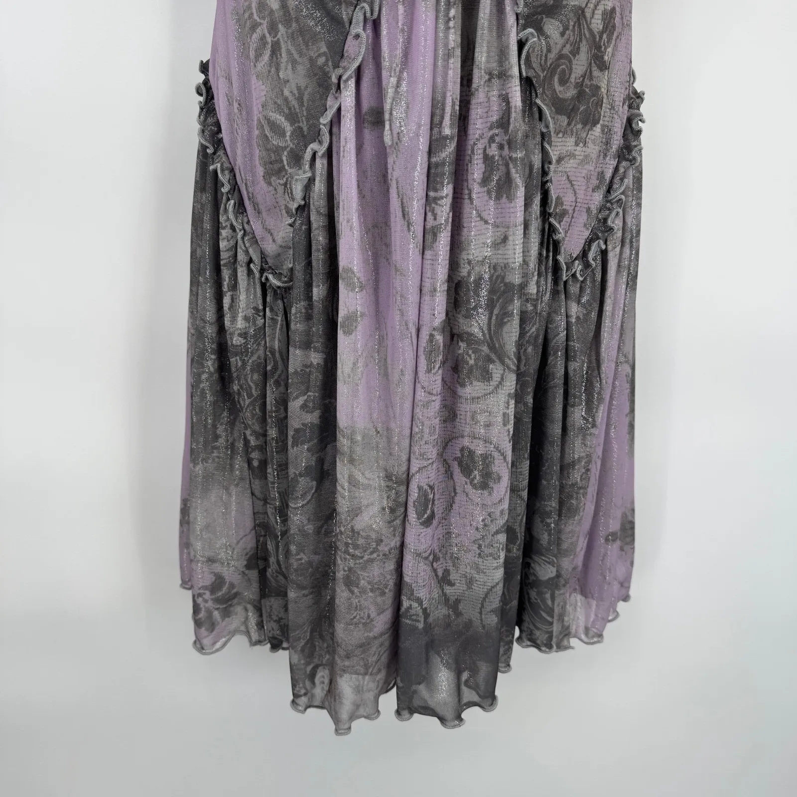 Urban Outfitters Babydoll Milkmaid Fairy Dress Womens Small Purple Silver - Image 4