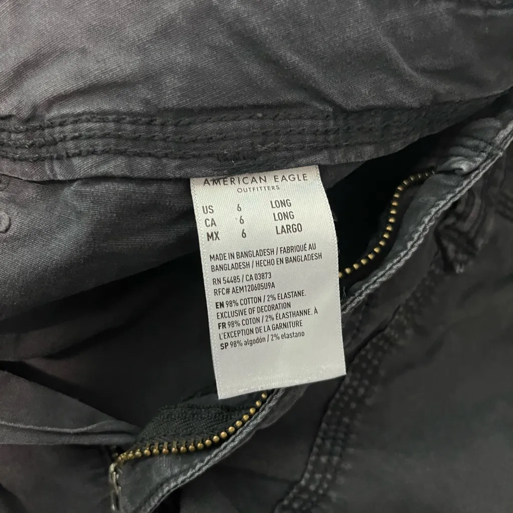 American Eagle Baggy Cargo Pants Jogger Black Women’s 6 Utility Straight Leg Y2K - Image 16