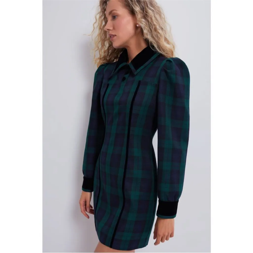 TUCKERNUCK long sleeve Blackwatch Wynn mini Dress
NWT Size XSmall NEW Green - Image 3