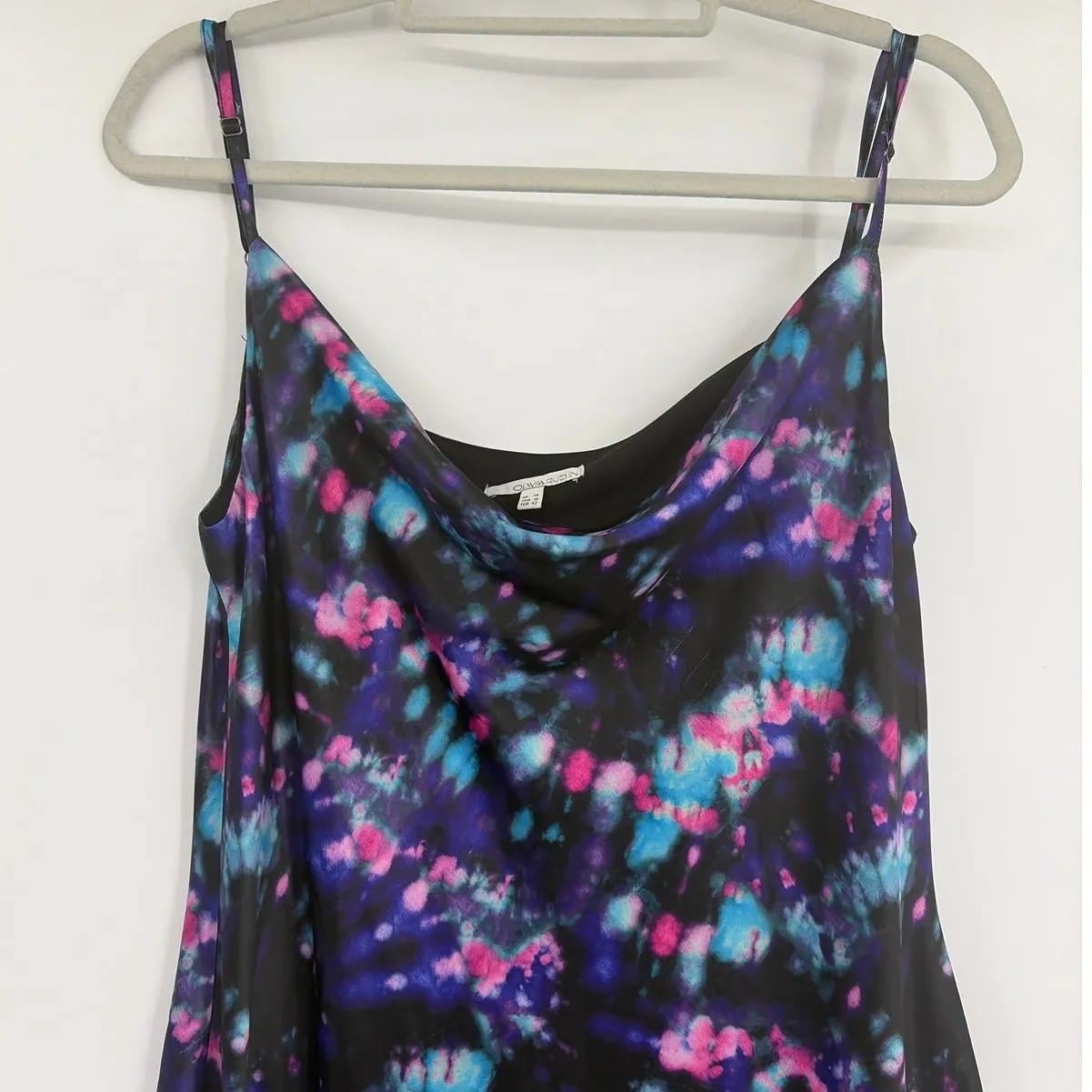 Olivia Rubin Y2K Midi Slip Dress Sz 10 Party Holiday Glam Cowl Neck NYE Festival Purple - Image 3