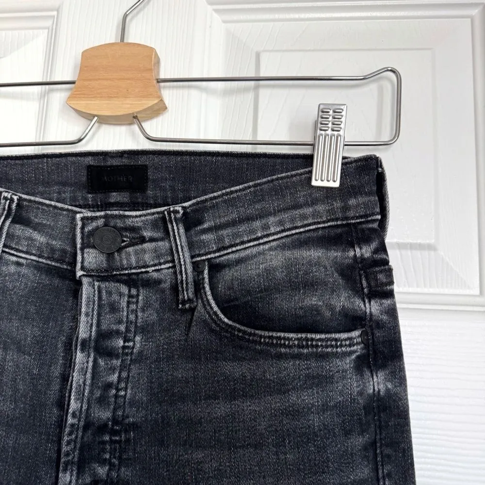 MOTHER The Stunner Ankle Fray Jeans in Friday The 13th Denim Casual Size 25 Black - Image 12