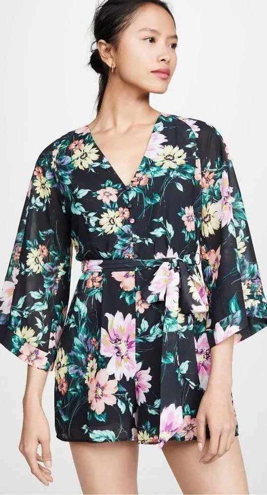 💕YUMI KIM💕 Lotus Floral Romper ~ Wild Rose Black - Image 15