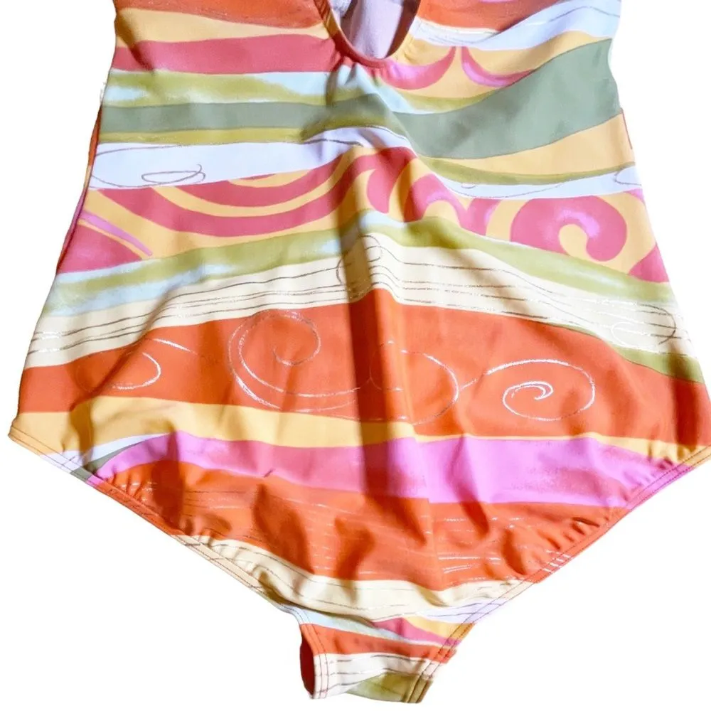 Gottex One Piece Swimsuit in Painted Desert Orange Pink Gold Women’s Size 22W - Image 4
