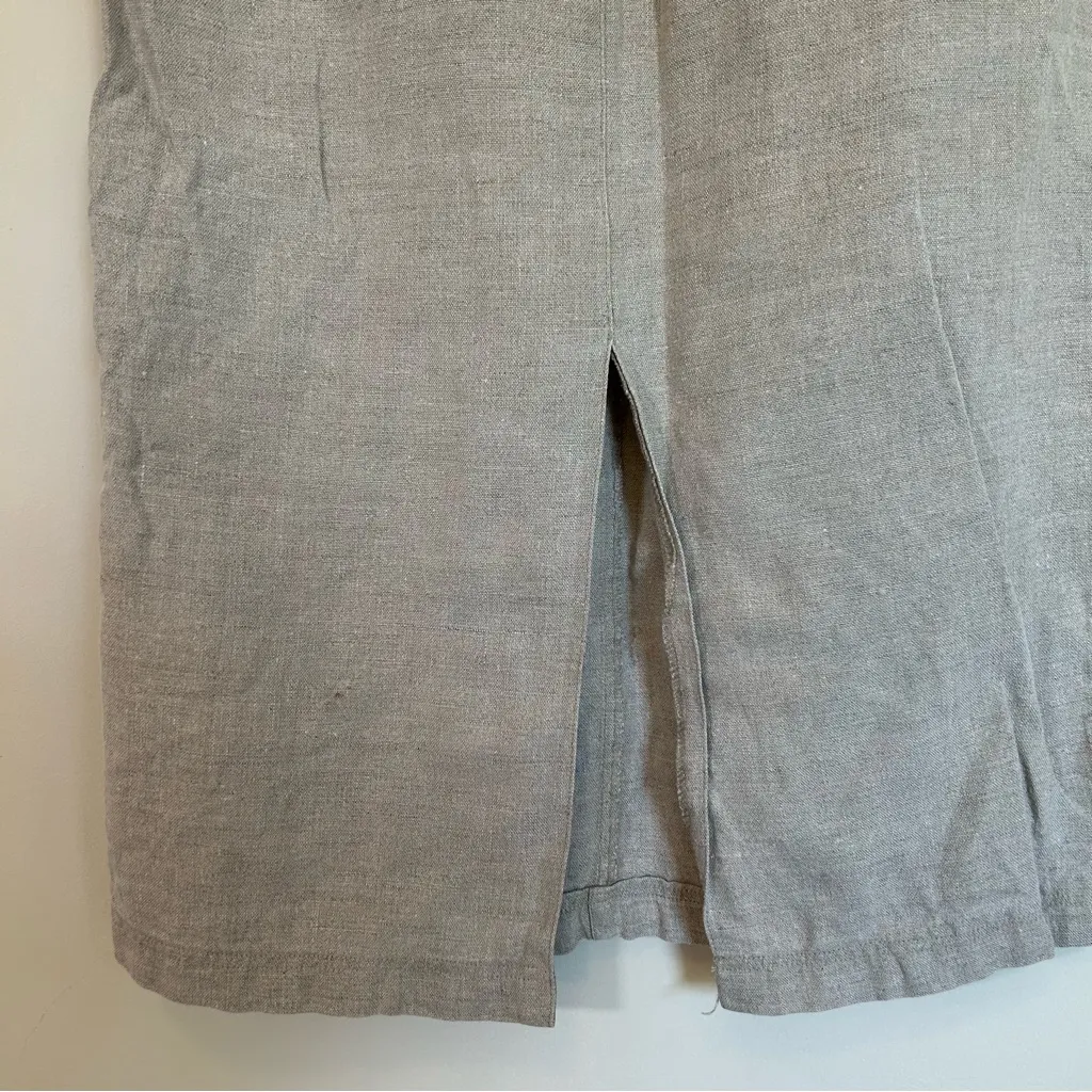 Ann Taylor Women's Small‎ 100% linen natural beige skirt midi slit - Image 2