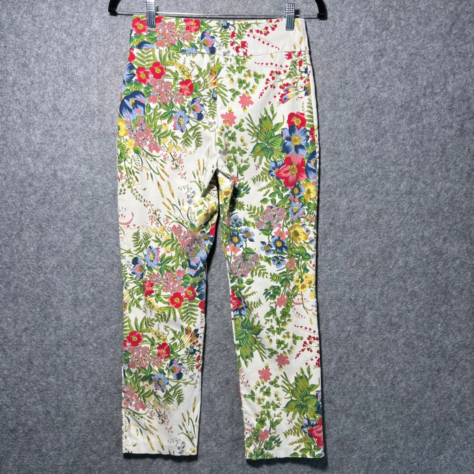 Joseph Ribkoff Floral Pants White Botanical Print Stretch Women's 6 - Image 6