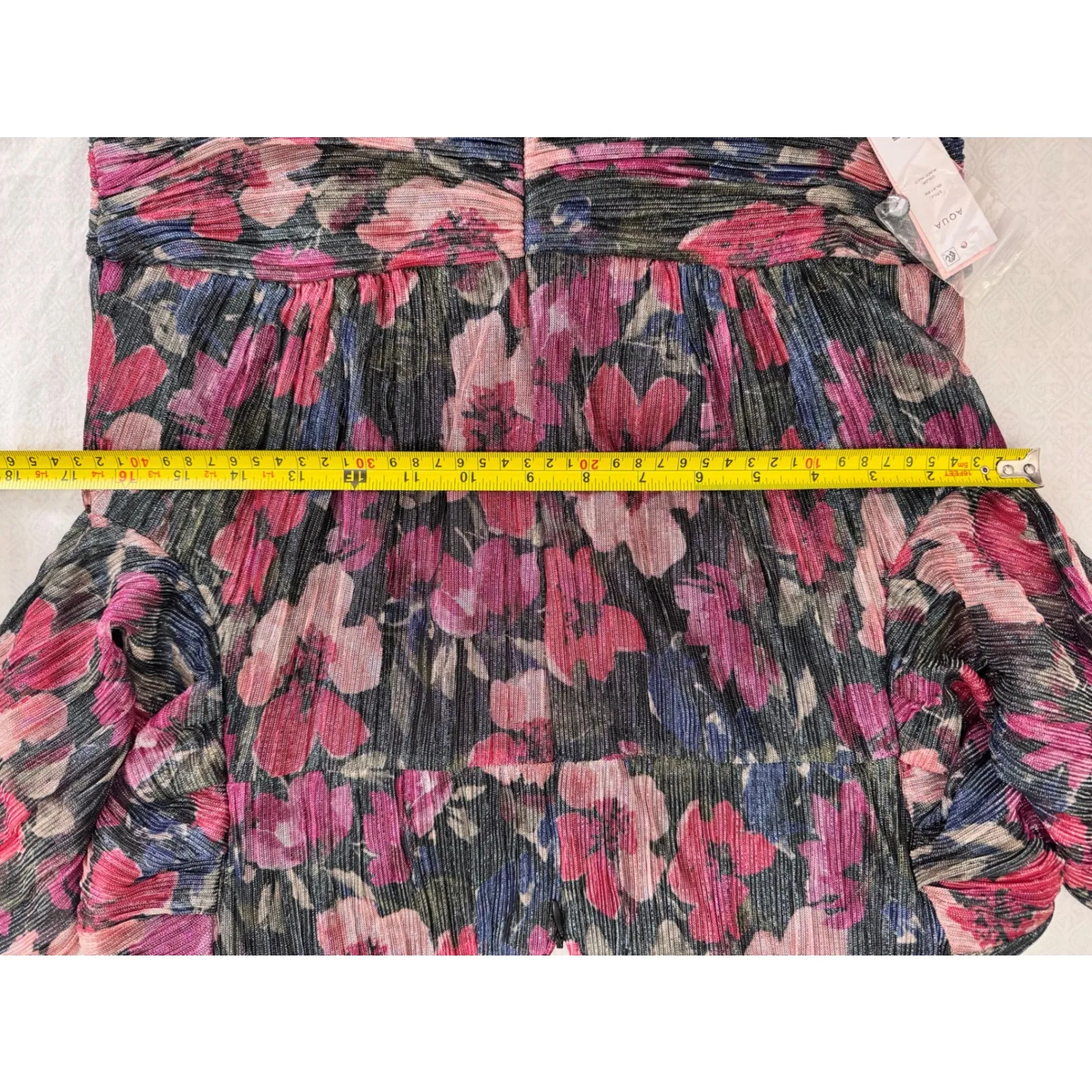 Aqua Floral Print Long Sleeve Mini Dress‎ Party Cocktail - Image 7