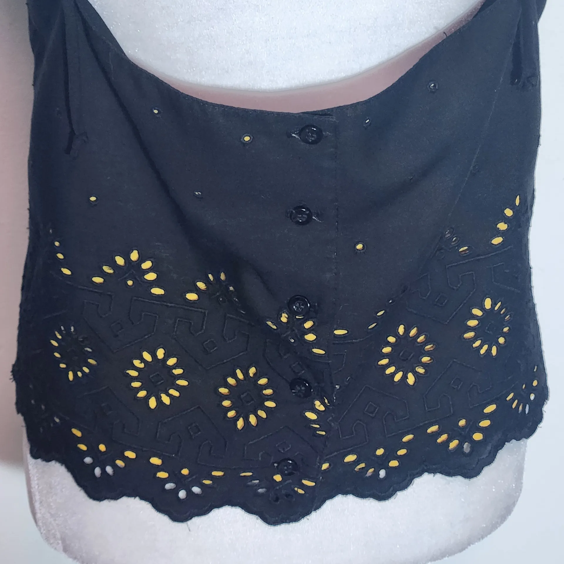 Howard Wolf 90s Vintage Black Crop Top with Cutout Detail and Spaghetti Straps Size M - Image 5
