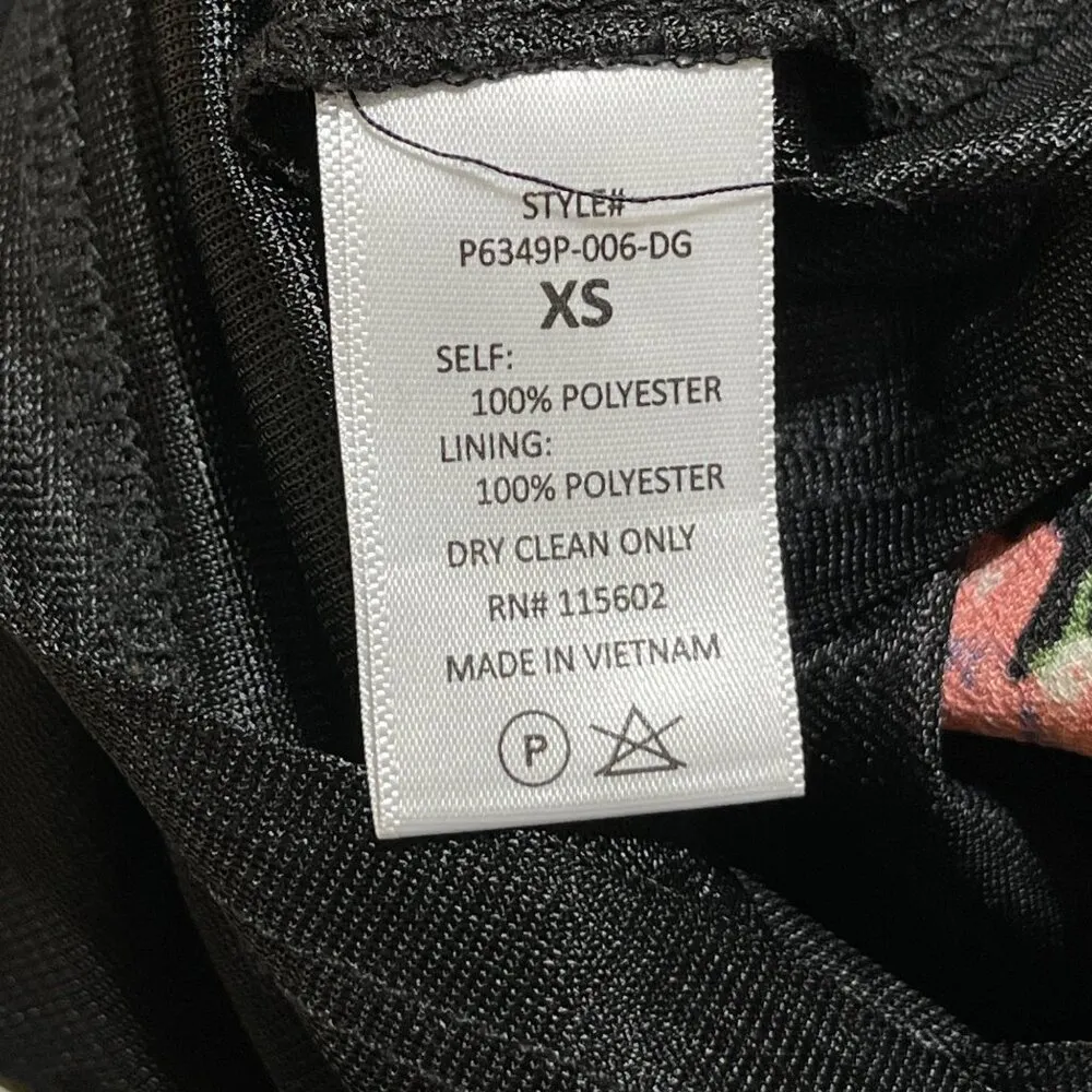 Lush Romper Black Floral Long Sleeve Keyhole Opening XS Extra Small Lightweight - Image 8