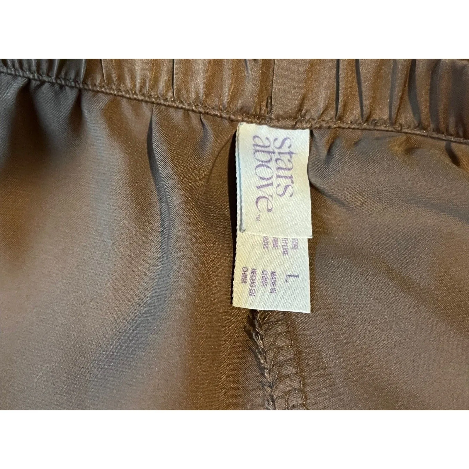 Stars Above, Woman, Baby Doll Pajama, Brown, Size L Two pieces, Satin - Image 2