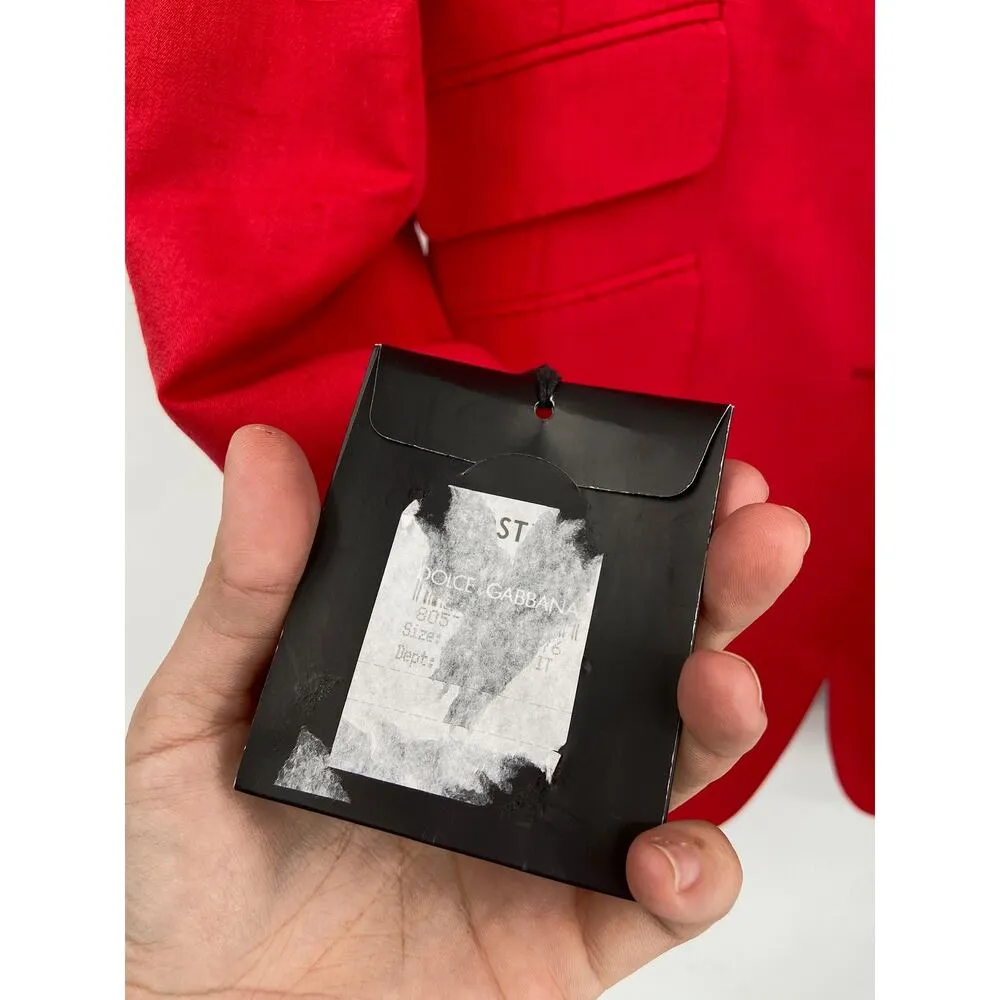 Dolce & Gabbana Red Silk Blend Single Breasted Blazer Jacket Size 46/10 NWT - Image 12