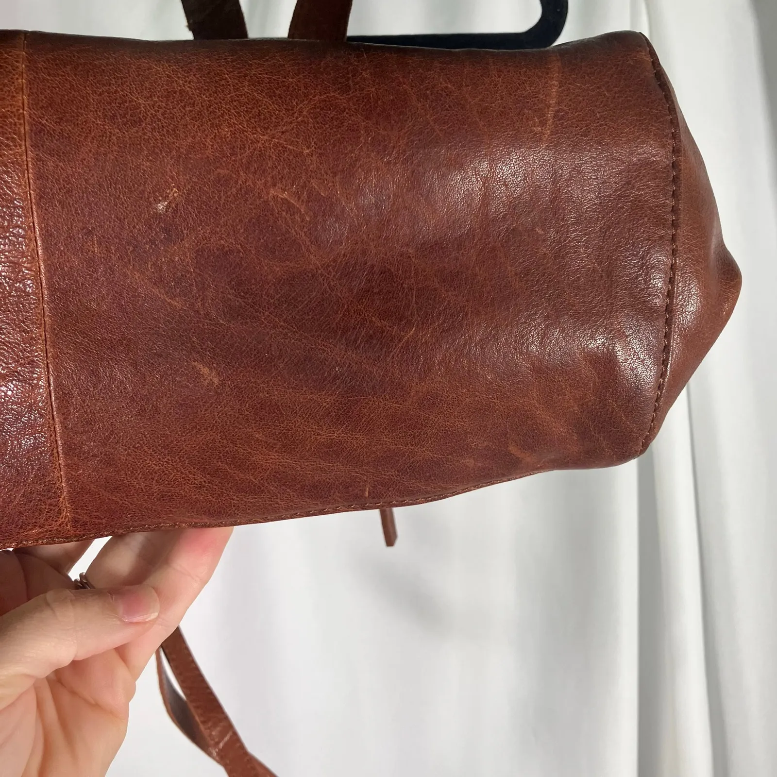 Spikes & Sparrow Brown Leather Tote Bag Shoulder Purse Zip Top Dual Straps - Image 8