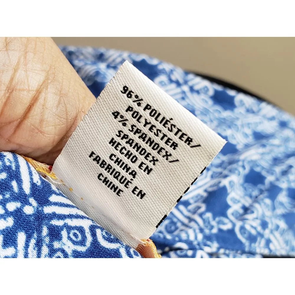 Ruby Rd. Shift Dress Womens 1X Blue Patterned Round Neck Sleeveless Tie Front - Image 6