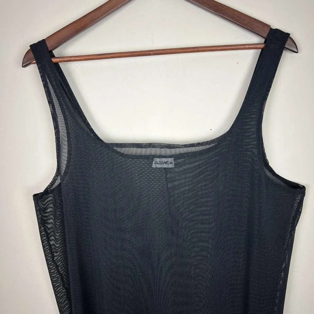 La Blanca Swim Coverup Womens Large Black Mesh Netting Sleeveless Mini Sheer‎ L - Image 5
