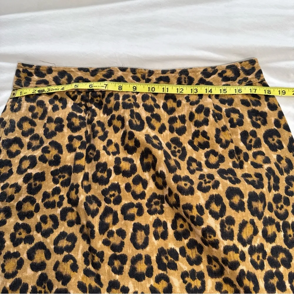 Ralph Lauren Leopard Print Brown Black Button Down Pencil Skirt linen blend - Image 6