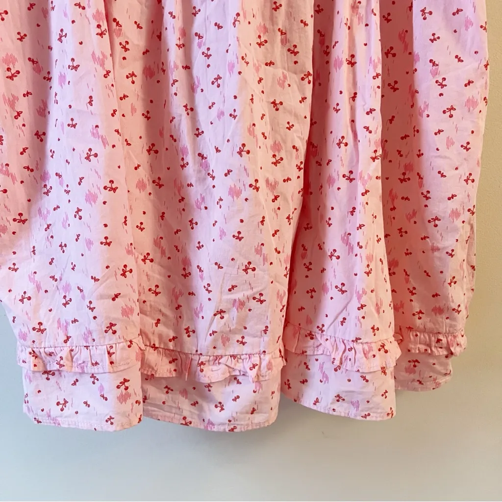 Free People Gabby Mini Dress Cherry Print Size Small Tie Back Pockets - Image 6