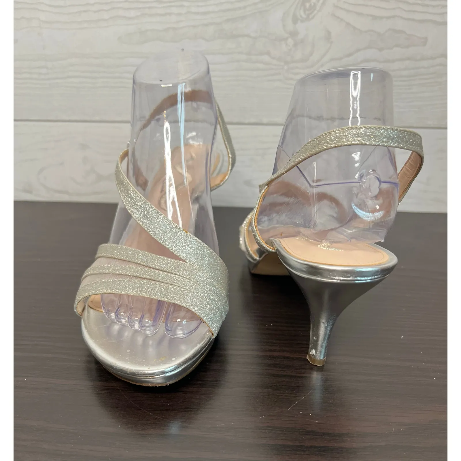 Nina silver glittery strappy heels Size 9 - Image 3