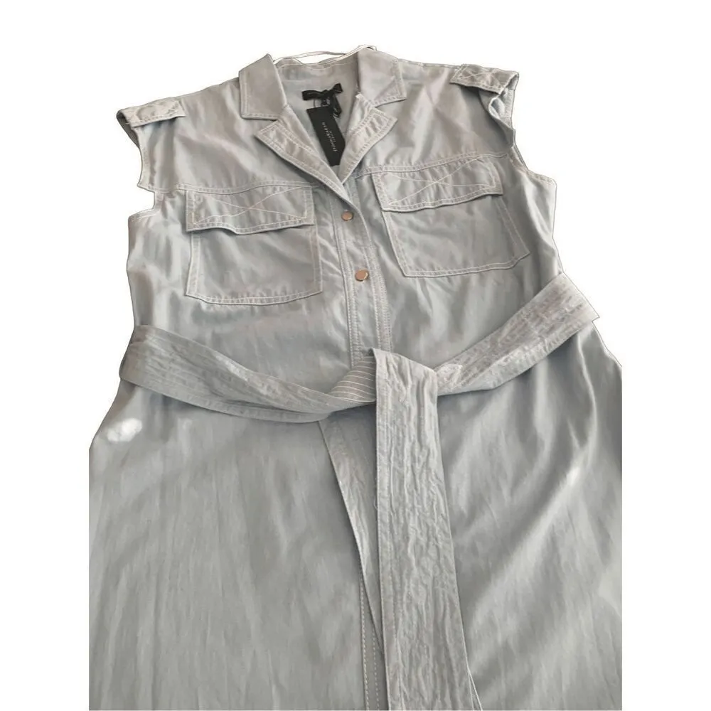 Donna Karan New York Belt sleeveless dress denim in light blue size M - Image 7