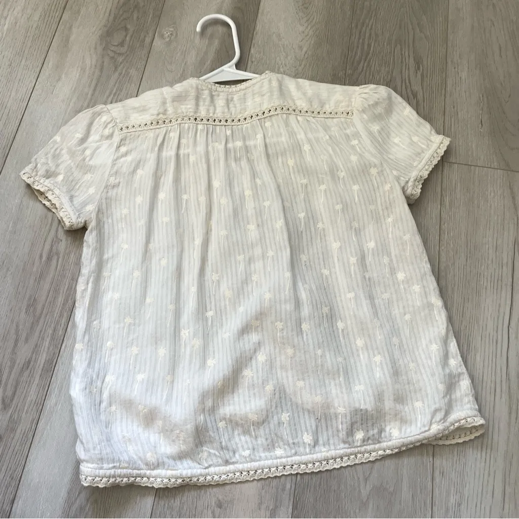Urban Outfitters Top lace embroidered womens Cream (xsmall) boho peasant prairie - Image 4