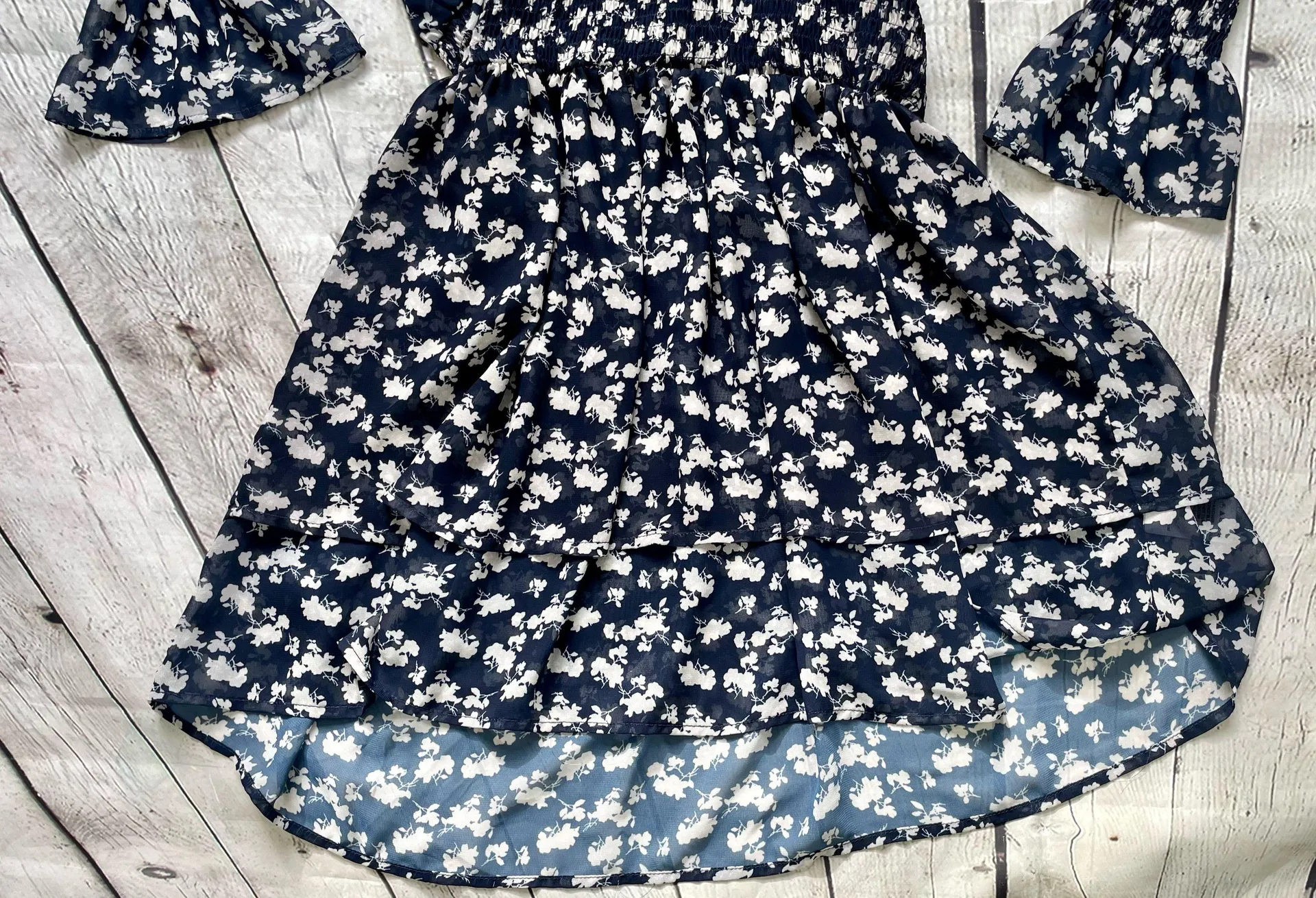 Navy Smocked Ditzy Floral Print Dress NWT! - Image 7