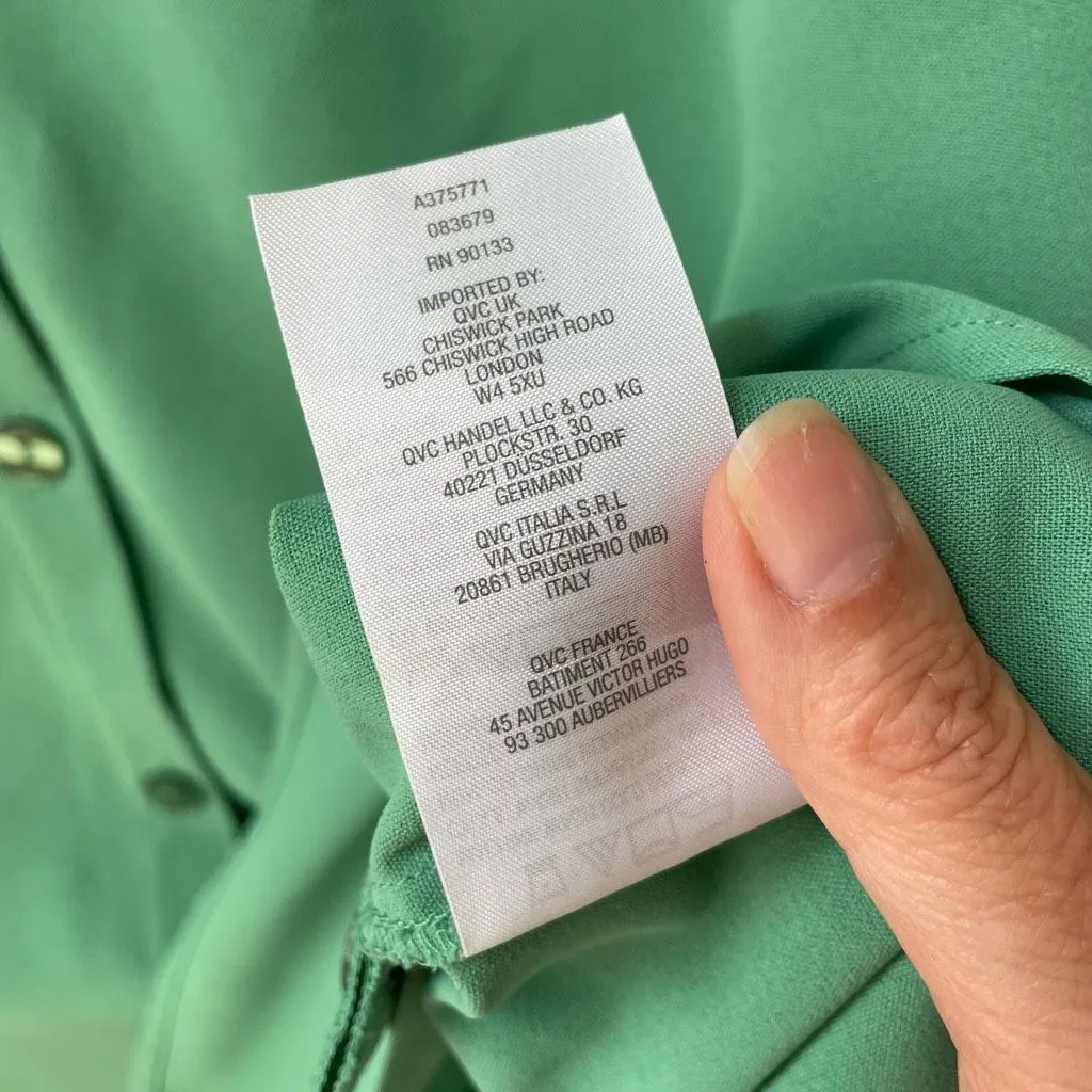 Joan Rivers Grass Green Tunic button Shirt Blouse M - Image 7