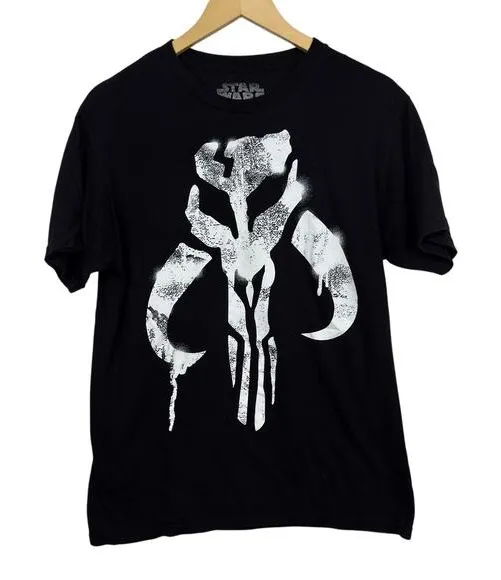 Star Wars Boba Fett Mandalorian Mythosaur Skull Shirt Women's M Black Symbol - Image 1